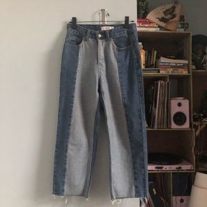 Two Shade Denim Mom Jeans